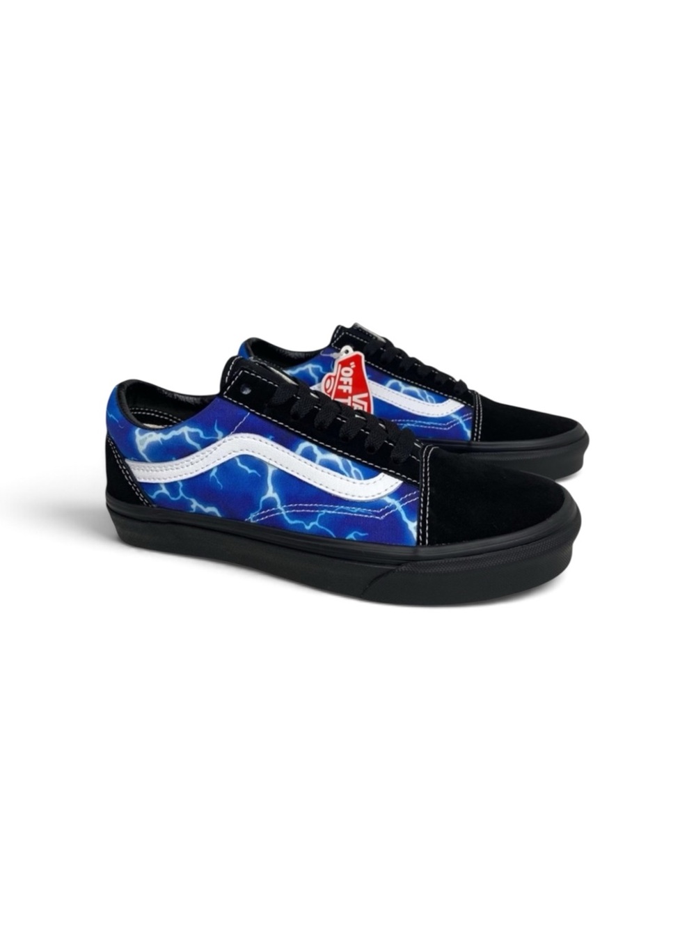 Vans Old Skool Skate Shoe Black Lightning Women’s 7 Sneakers Blue